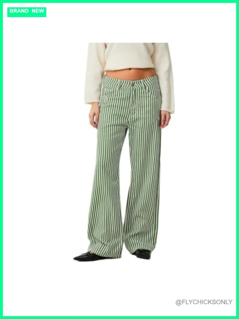 Y2k Striped Bell Bottom Jeans High Waisted Boyfriend Denim Baggy Wide Leg